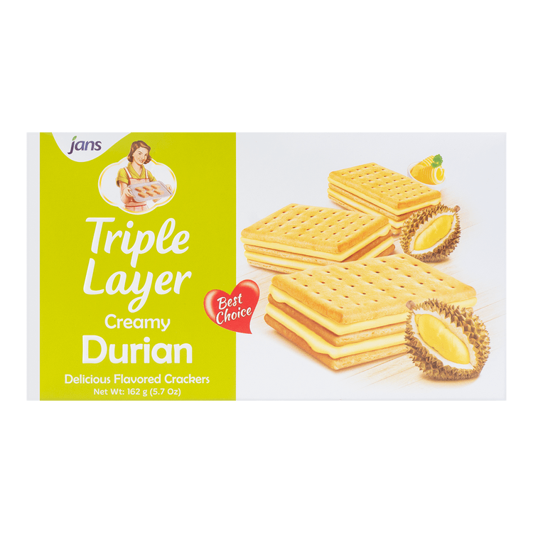 Jans Sandwich Triple Layer Cookies Creamy Durian