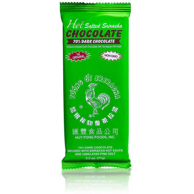 Huy Fong Hot Salted Sriracha 70% Dark Chocolate Bar