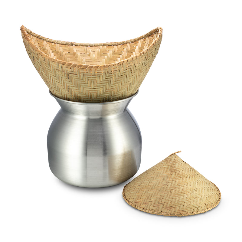 Diamond Brand Aluminum Sticky Rice Steamer Pot with Rice Basket & Cover 