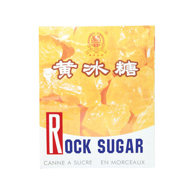 Merilin Rock Sugar, with an image of yellow rock sugars on rectangle packaging. 