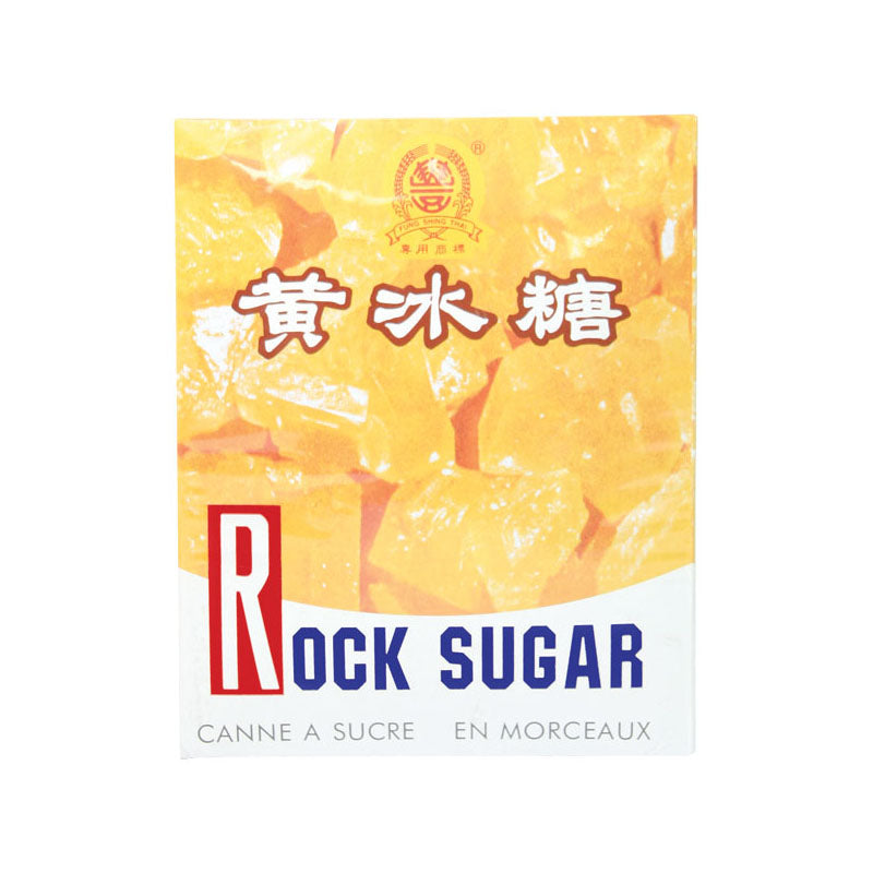 Merilin Rock Sugar, with an image of yellow rock sugars on rectangle packaging. 