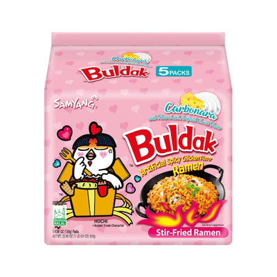 5 Packs of Samyang Buldak Artificial Spicy Chicken Ramen Carbonara Flavor, Product of South Korea 