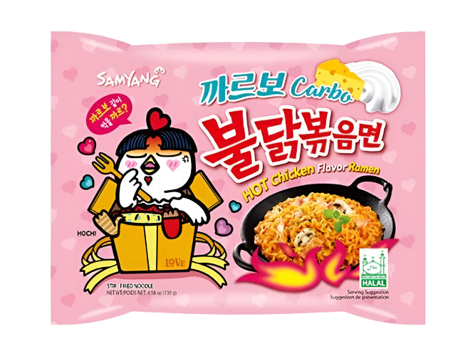 Single Bag of Samyang Buldak Artificial Spicy Chicken Ramen Carbonara Flavor, Product of South Korea