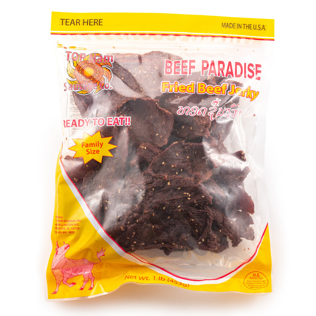 TOP Nam Beef Paradise Fried Beef Jerky (Family Size), Lao Cuisine 