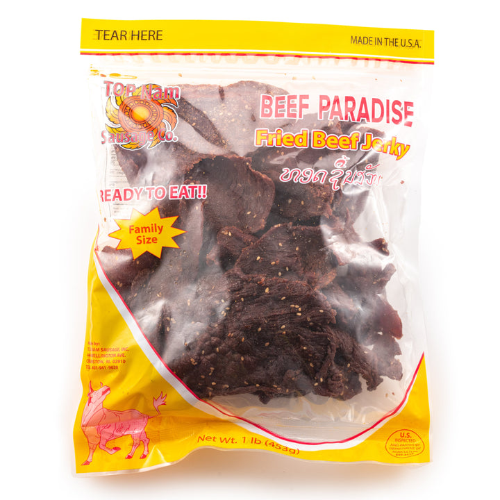 TOP Nam Beef Paradise Fried Beef Jerky (Family Size), Lao Cuisine 