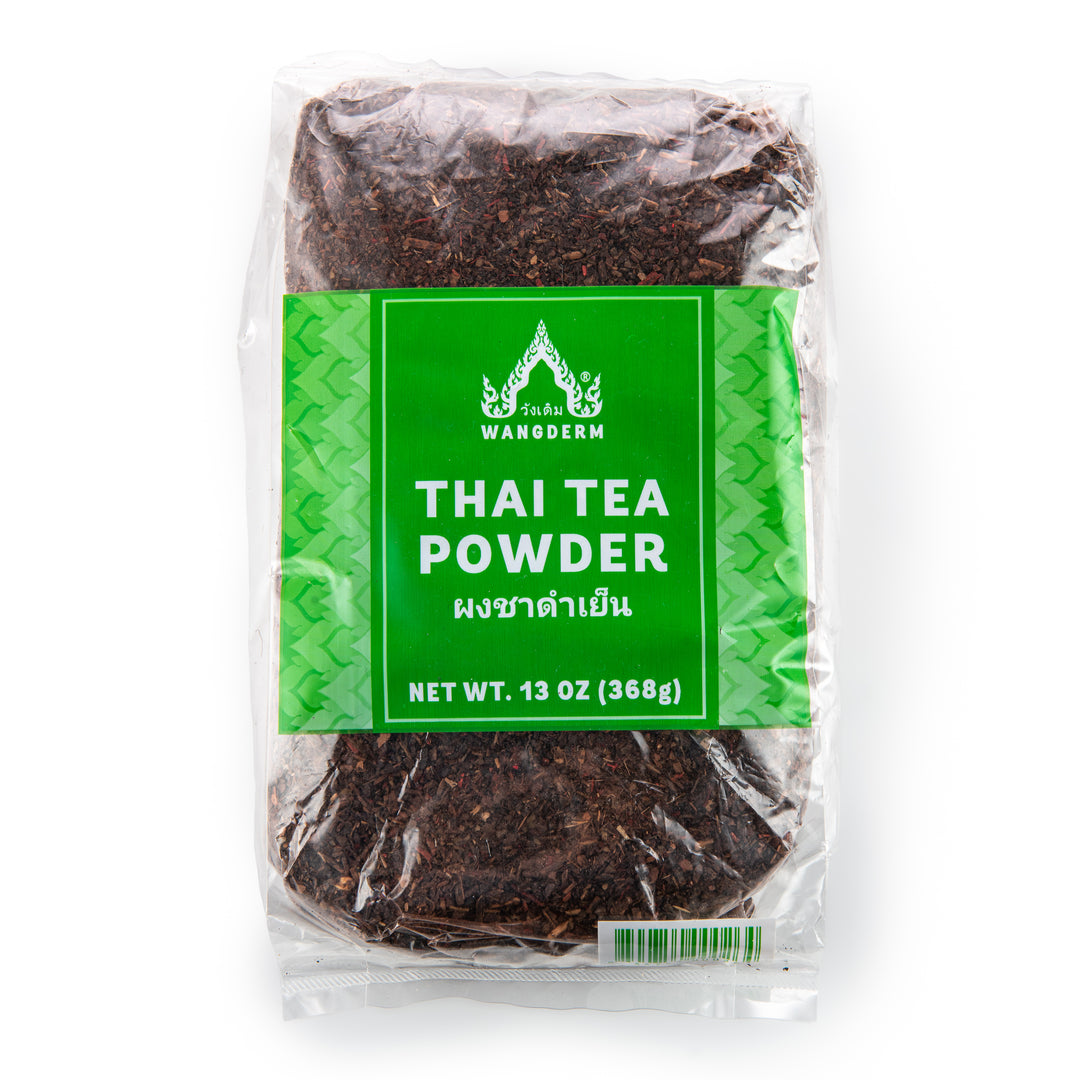 Wangderm Thai Loose Tea Powder in clear plastic bag with green label
