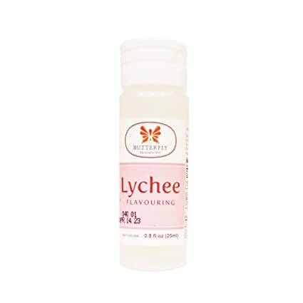 Butterfly lychee-flavoured product on a white background