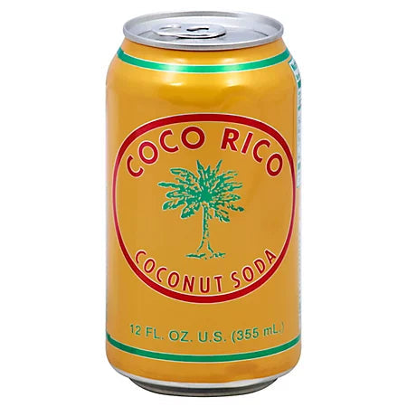 Coco Rico coconut soda can on a white background