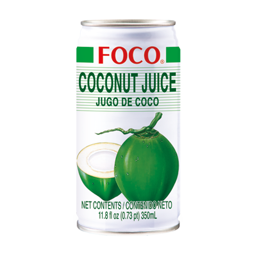 FOCO coconut juice can with a coconut illustration on a white background