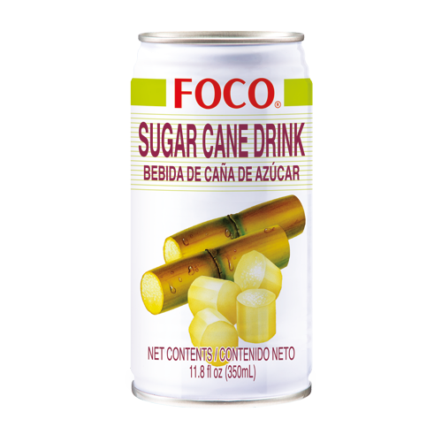 FOCO sugar cane drink can with images of sugar cane on a white background