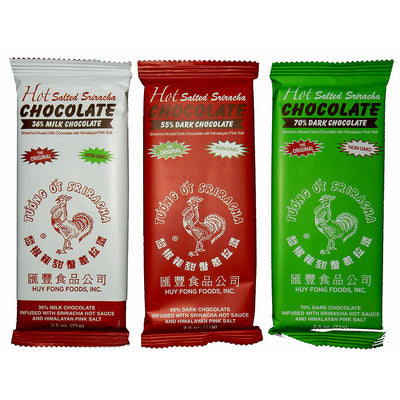 Huy Fong Hot Salted Sriracha 55% Dark Chocolate Bar